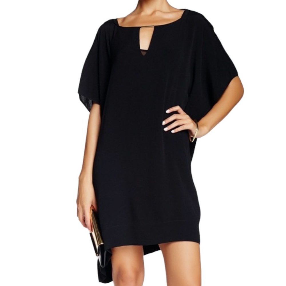 DIANE VON FURSTENBERG BEONICA BLACK DRAPED MATTE JERSEY DRESS